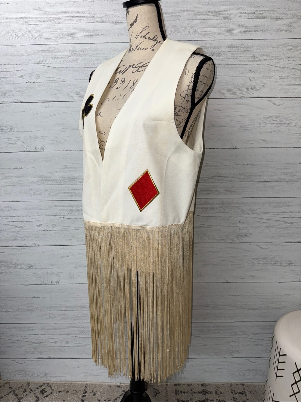 DELAH Cream Fringe Sleeveless Vest
